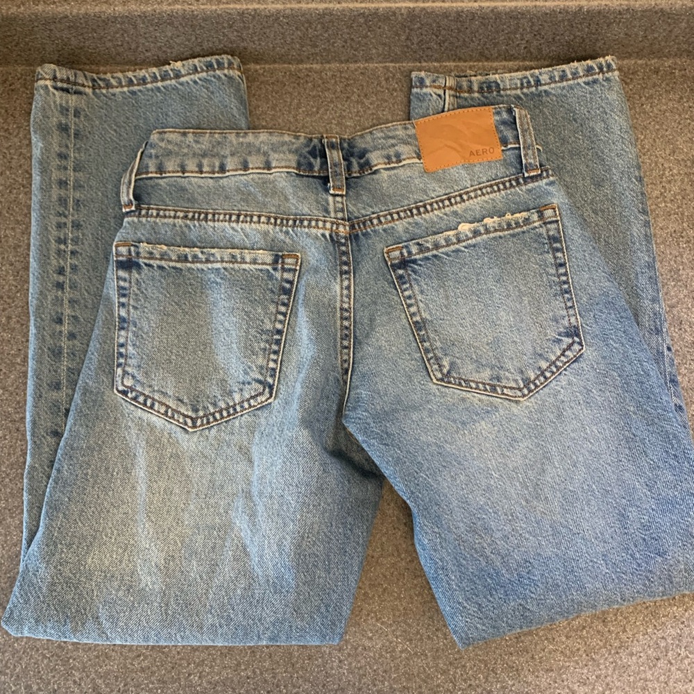 Aeropostale 000 XXS Short Low Rise Baggy Distressed Denim Jeans - Picture 2 of 10